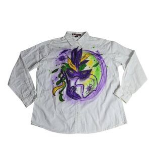 Harriton Mardi Gras buttondown shirt L